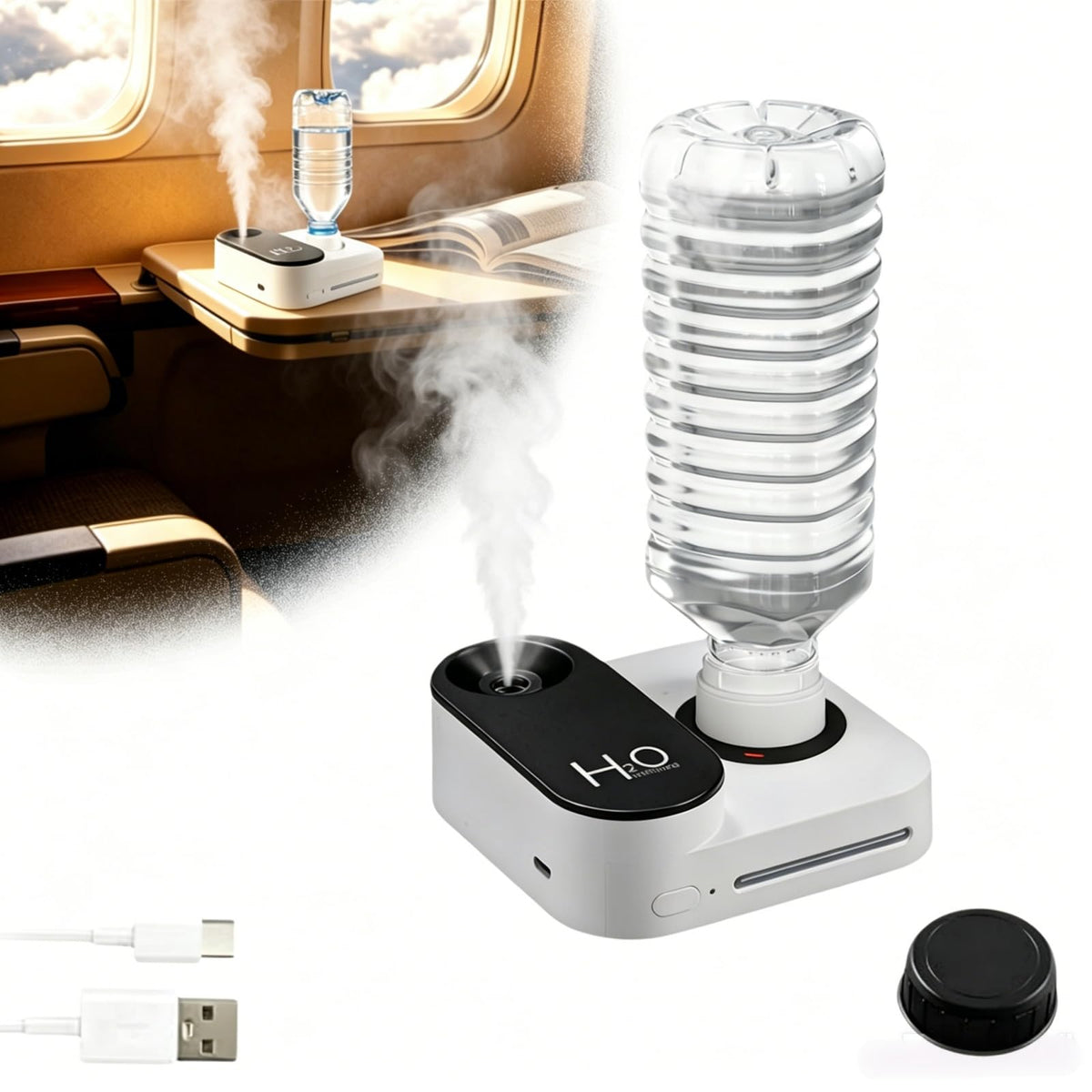 Portable Desk Nano Humidifier for Travel with Auto Shut-Off Nightlight USB Rechargeable Large Spray Quiet 23dB for Home Office Car Hotel Plant Bedroom