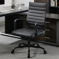 Seanail Office Desk Chair Leather, Conference Room Chairs with Wheels, Modern Executive Computer Guest Chairs with Arms., Matte Black