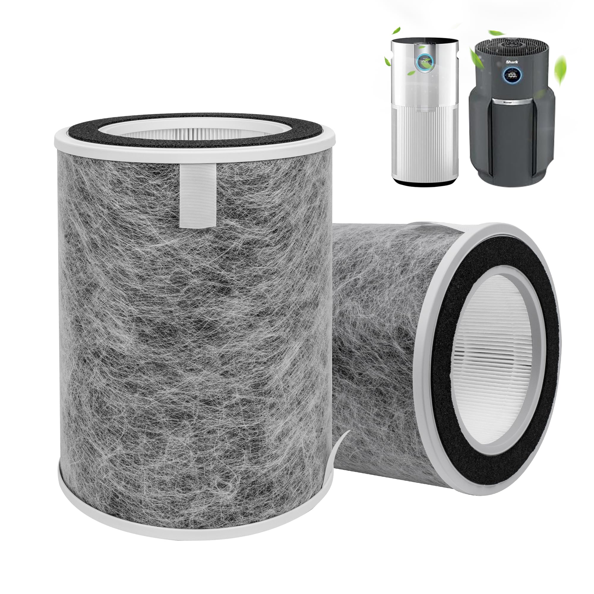 2 Pack HP201 HP202 True HEPA Replacement Filter, Compatible with Shark Air Purifier MAX HP200 HP201 HP302 HP301 HP202 HP232 HC502 AP1000, 3-in-1 H13 True HEPA Filter, Part # HE2FKBAS, HE2FKBASMB