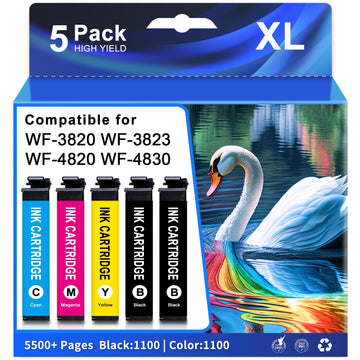 Remanufactured Ink Cartridge Replacement for Epson 822XL Ink Cartridges Combo Pack 822 XL Latest Chip, Compatible with Workforce Pro WF-3820 WF-4820 WF-4830 WF-4833 WF-3823 Printer High Yield 5 Pack