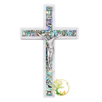 Mother of pearl Crucifix | Hand carved Mother of Pearl Cross | Decorative wall cross for home décor | Religious wedding Gift