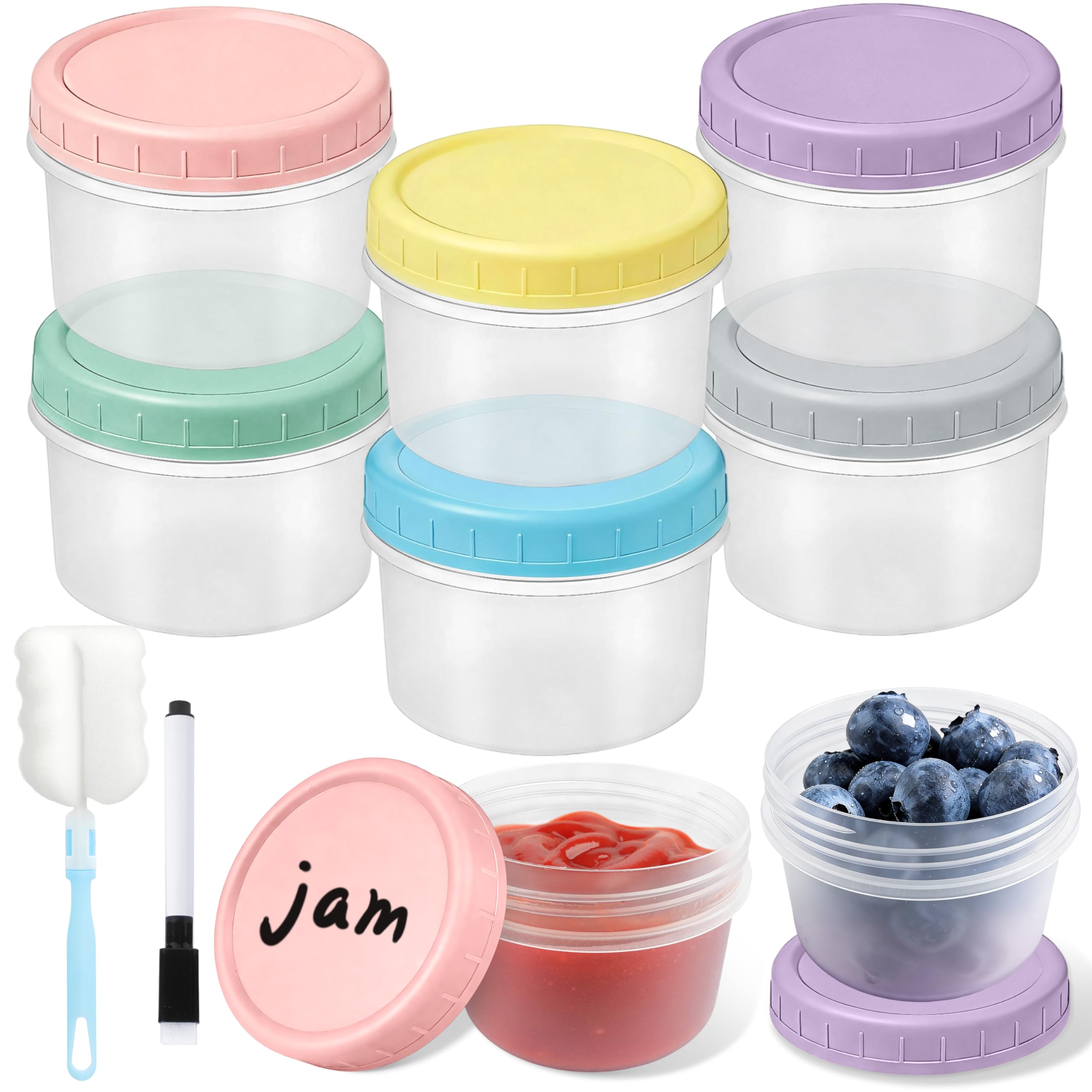 TREWAVE 4 oz Small Food Storage Containers with Lids, 6 Pack Plastic Leakproof Meal Prep Containers for Salad Dressing, Sauce & Snacks, Reusable Freezer Container, Microwave & Freezer Safe, BPA-free