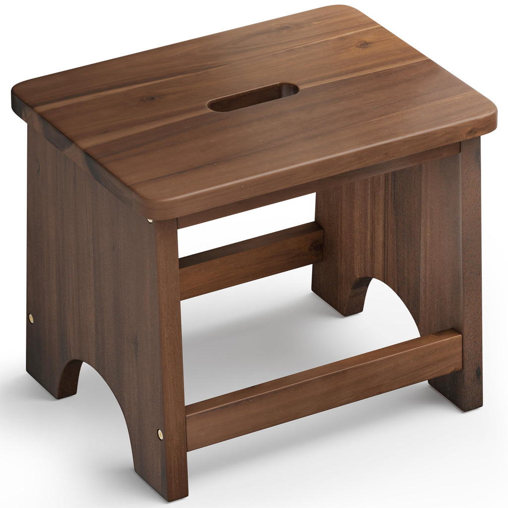 Fanatu 13'' Wooden Step Stool, One Step Stool for Adults, 550lbs Capacity, 13 inches, Rich Walnut