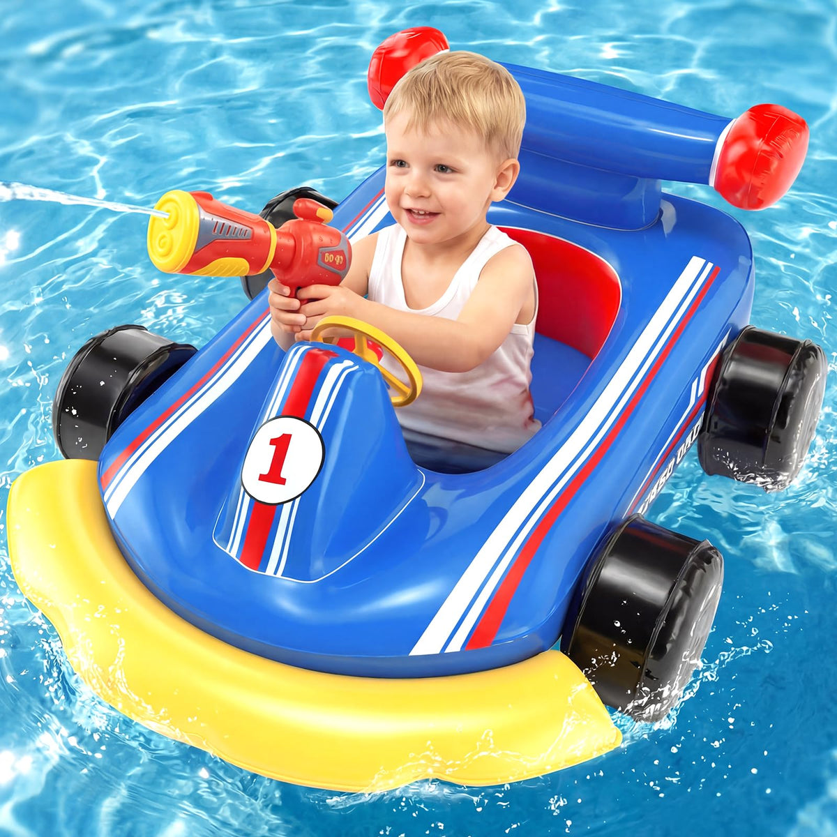 Lehoo Castle Kids Pool Floats with Water Gun, Pool Toys for Kids Ages 3-8, Inflatable Ride-on Toddler Pool Float Outdoor Summer Beach Water Toys for Boys and Girls