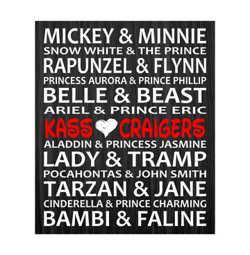 Disney Themed Personalized Wedding Gift, Prince and Princesses, Disney Inspired Love, In This House, Custom Canvas, Includes Personalization, Handcrafted