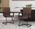 Cimota Waiting Room Chairs Set of 2 Leather Office Guest Chair Mid Back Reception Chairs with Sled Base for Meeting/patient/conference Room,