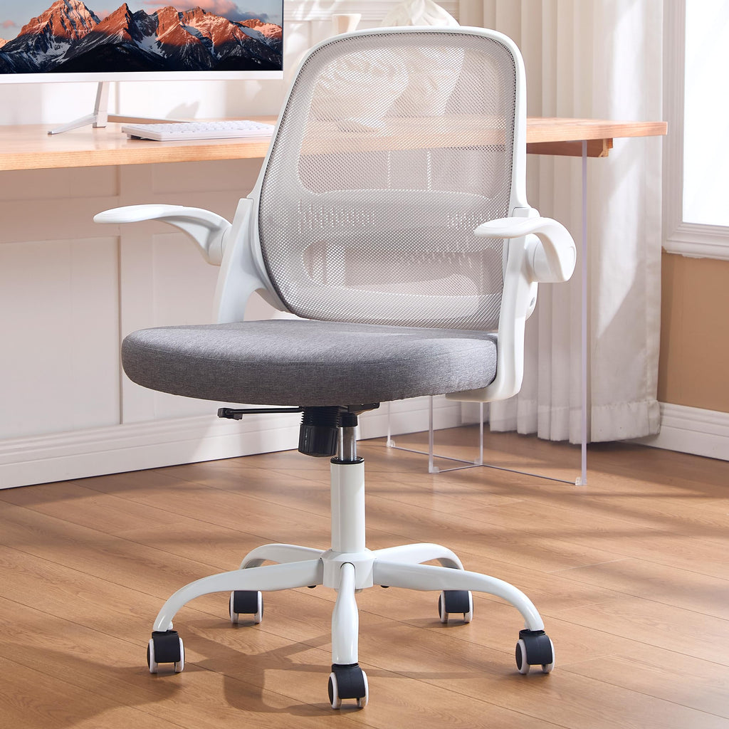 Amseatec Ergonomic Mesh Desk Chair with Flip-up Arms, Supports 300 Lbs, Grey