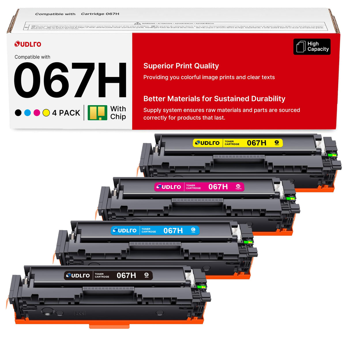 067H Toner Cartridge Set - High Yield Replacement for Canon 067 067H, for Canon MF654Cdw Toner Cartridges, for Color ImageCLASS MF656Cdw MF654Cdw LBP632Cdw LBP633Cdw MF653Cdw Printer Ink (4-Pack)