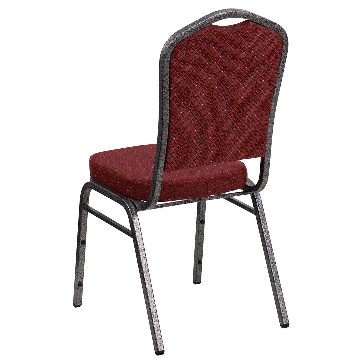 Flash Furniture Hercules Fabric Crown Back Banquet Chair, Burgundy, 4-pack, Set of 4, Burgundy Patterned Fabric/silver Vein Frame
