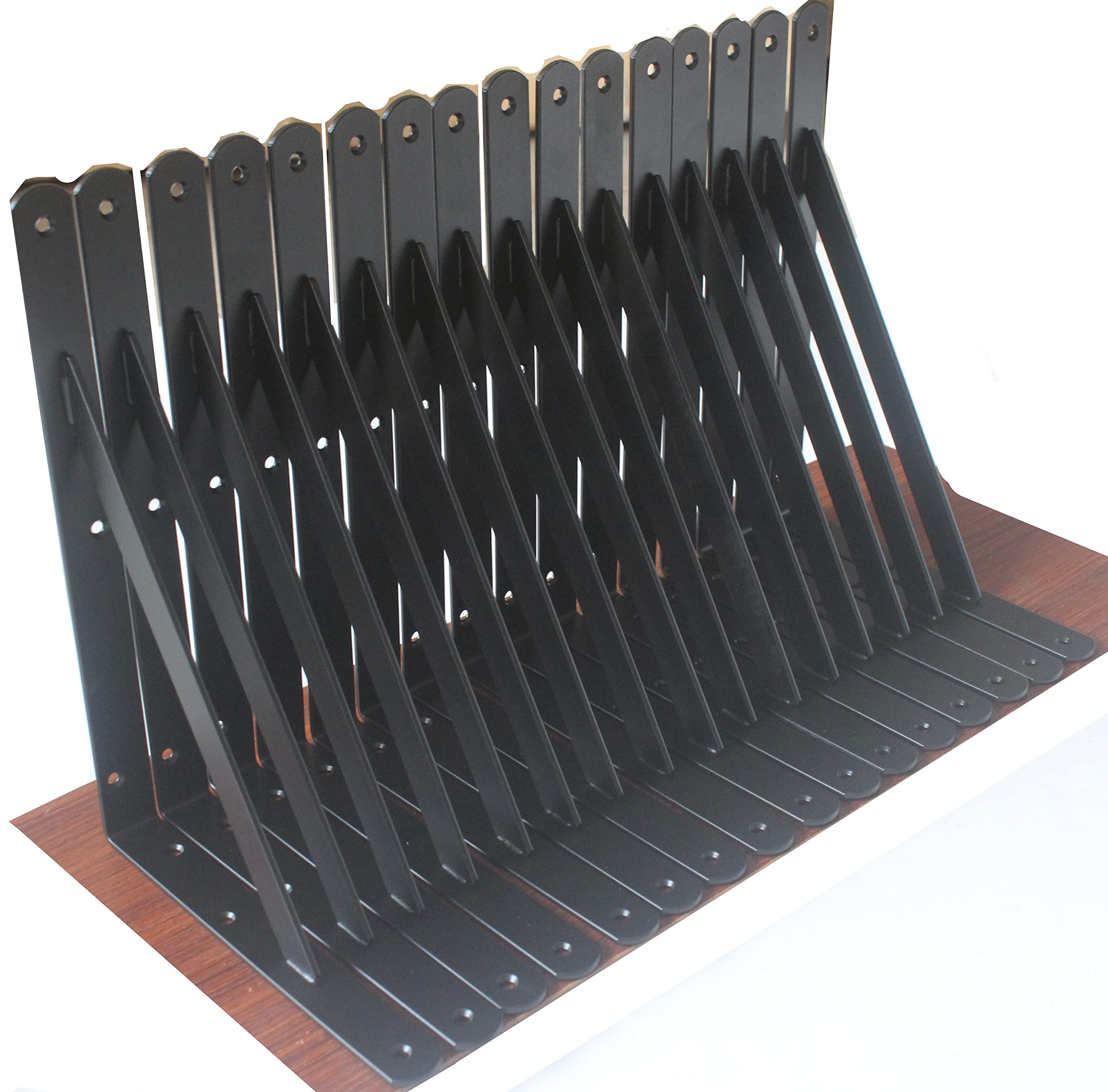 12 Pack L12 x H 8" Black Heavy Duty Shelf Brackets with Screws Metal Shelf Brackets Shelf Support Angle Brackets for Shelves L Brackets Heavy Duty Floating Shelf DIY