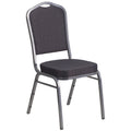 Flash Furniture Hercules Crown Back Stacking Banquet Chair, Black, Set of 1, Black Patterned Fabric/silver Vein Frame