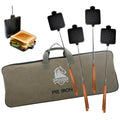 Campfire Pie Iron 4.9" Large Cast Iron Sandwich Maker for Camping 4 Pcs with Storage Bag - 22.6 inch Thickened Handles - Campfire Cooking Equipment for Grilling & Outdoor Cooking