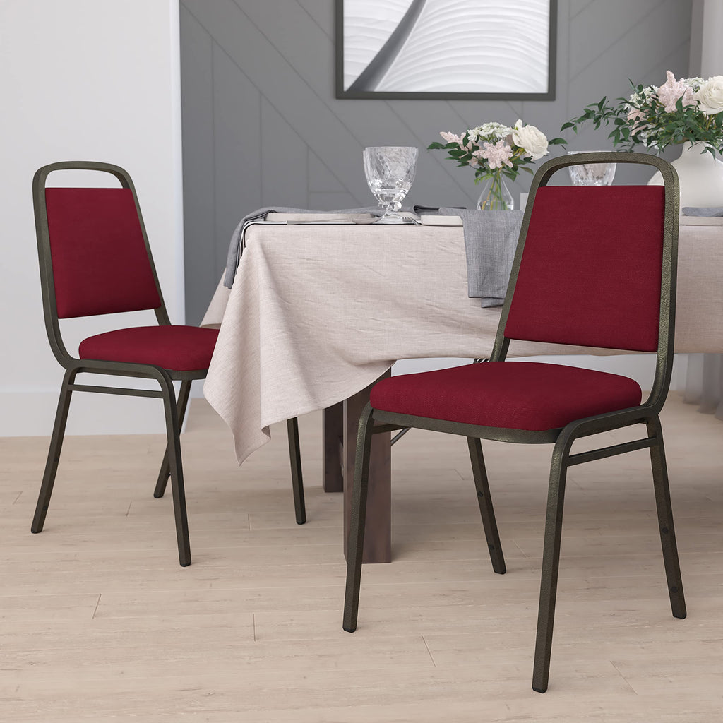 Flash Furniture Hercules Fabric Banquet Chair, Burgundy, 4-pack, Set of 4, Burgundy Fabric/gold Vein Frame