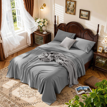 LBRO2M 100% Egyptian Cotton Sheets 16" Deep Pocket 1000TC, 4Pcs Cal King