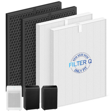 5510 5520 5530 Filter Q For WINIX 5510 5520 5530 Air Purifier Filter Replacement 1712-0123-00 For Large Room 1882 Ft²/Hr 2 H13 True HEPA Filters & 2 Activated Carbon, 2+2 Pack