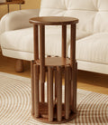 Solid Wood Stackable Stools Set of 4, 100% Wooden Stool No Installation Required Walnut Side Table Multifunctional Space Saving 18 Inch Round