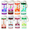 FKYTION Liquid Motion Bubbler Key Chain Pack of 8 Great Desktop Colorful Hourglass Liquid Bubbler Small Calming Relaxing Toys (Rainbow Series, Pack of 8)