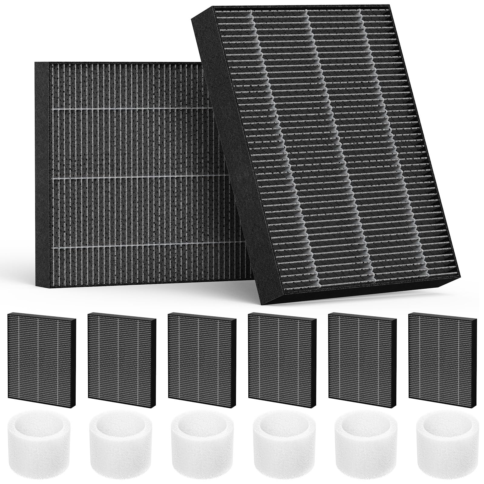 6000S Filter Replacement Compatible with LEVOIT Superior 6000S Smart Evaporative Humidifier, 8 Pack Wick Filters+ 6 Pack Top Fill Filters, Gray