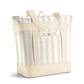 Fit & Fresh Insulated Grocery Tote Bag – Large Reusable Thermal Cooler Bag for Shopping, Food Delivery & Catering – Premium Leak Resistant Food Carrier, Foldable Soft Cooler, Taupe Stripe
