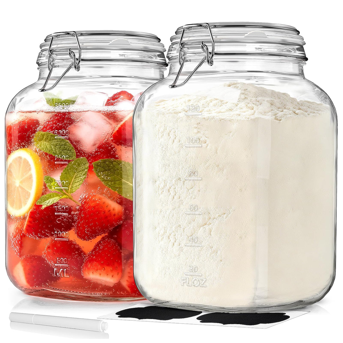 1 Gallon Glass Jars, Large Glass Storage Containers with Lids, Mason Jar