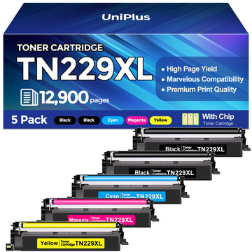 TN229XL Toner Cartridges 5 Pack (12900 Pages) Compatible with HL-L3280CDW MFC-L3780CDW for Brother TN229XL TN229 Toner Work with HL-L3220CDW L3295CDW L3300CDW L8245CDW MFC-L3720CDW L3765CDW L8395CDW