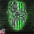 Custom Name Motocross Biker Metal Sign Wall with LED Light – Personalized Dirt Bike Rider Wall Display for Home, Motorcycle Room, Xmas Gift