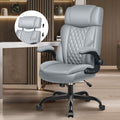 Office Chair Flip Up Arms, Executive Leather Office Chair Ergonomic Desk Chair with Lumbar Support, Adjustable Headrest, Computer Chair Home