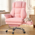 Homigropa Big and Tall Office Chair with Foot Rest & Flip Armrests, Pink Rose Velvet