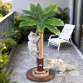 Woochpet Cat Scratching Post for Indoor Cats 35" Tall, Sisal Cat Scratcher with Mouse Toy and Track Balls, Palm Tree Design Scratch Pole for Kittens to Adults, Brown Base
