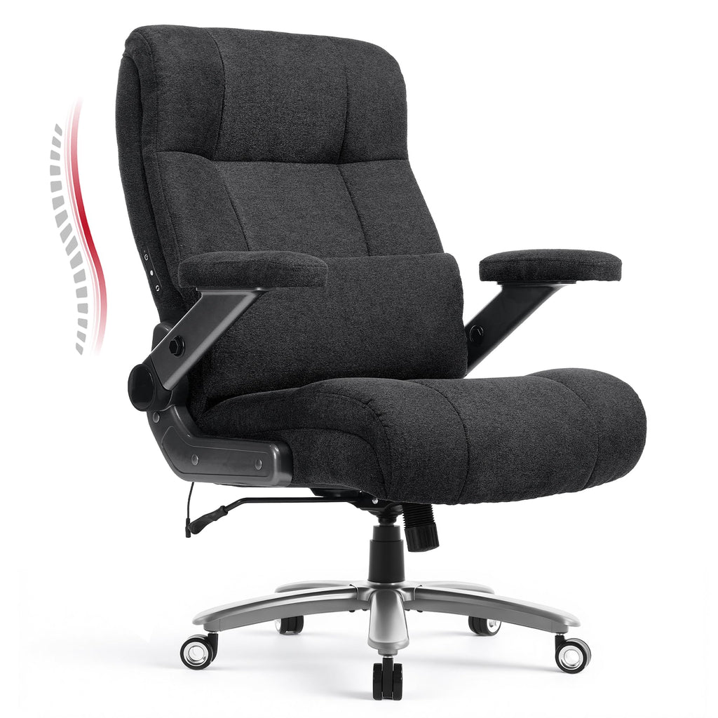 600lbs Big and Tall Massage Office Chair, Extra Wide Seat - 3d Kneading Massage & Heat Office Chair with Heavy Duty Metal Base, 3d Flip Arms,
