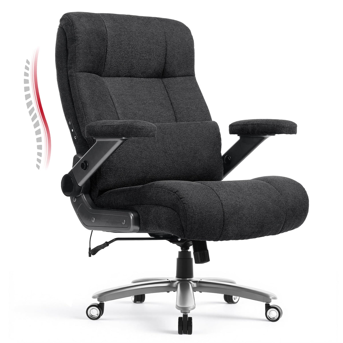 600lbs Big and Tall Massage Office Chair, Extra Wide Seat - 3d Kneading Massage & Heat Office Chair with Heavy Duty Metal Base, 3d Flip Arms,