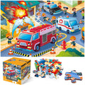 Jumbo Floor Puzzle for Kids,Fire Rescue Jigsaw Large Puzzles,48 Piece Firefighter Fireman Fire Truck Puzzle for Toddler Ages 3-5,Children Learning Preschool Educational Toys,Gift for 4-8 Years Old
