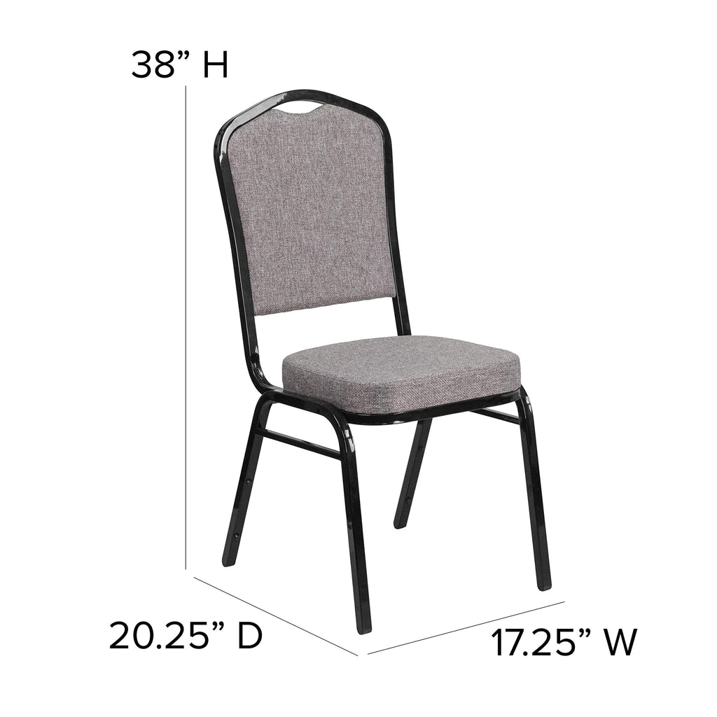 Flash Furniture Hercules Crown Back Stackable Banquet Chair, Black, 4-pack, Set of 4, Gray Fabric/black Frame