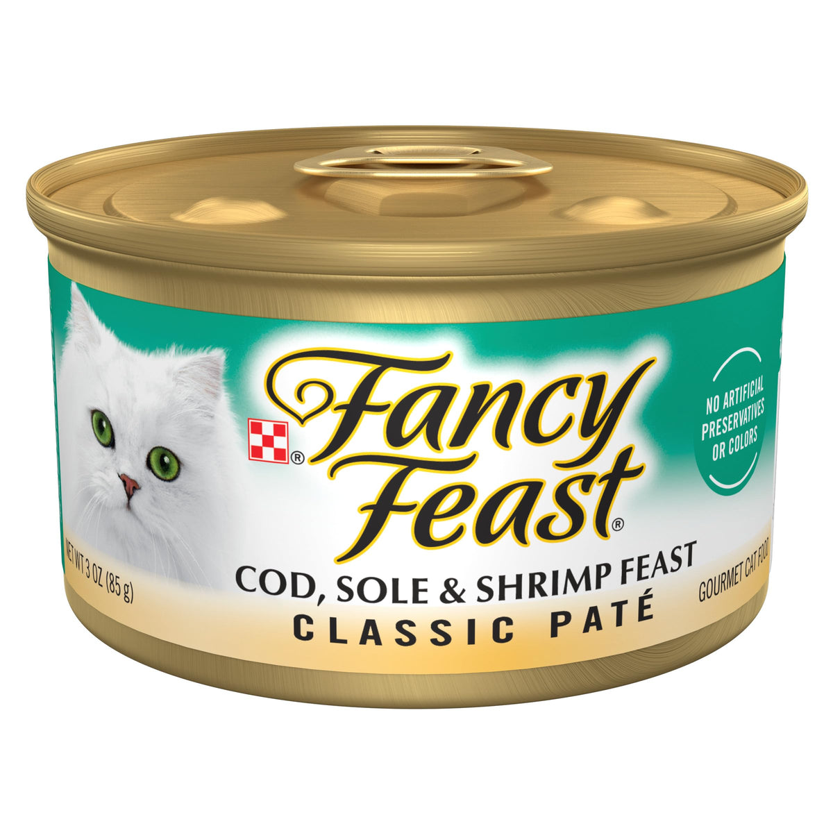 Purina Fancy Feast Cod, Sole and Shrimp Feast Classic Grain Free Wet Cat Food Pate - (Pack of 24) 3 oz. Cans
