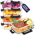 HOTEC 35OZ Glass Food Storage Container, Airtight Glass Lunch Fruit Containers with Lids - Microwave, Oven, Freezer and Dishwasher Safe, 4-PACK