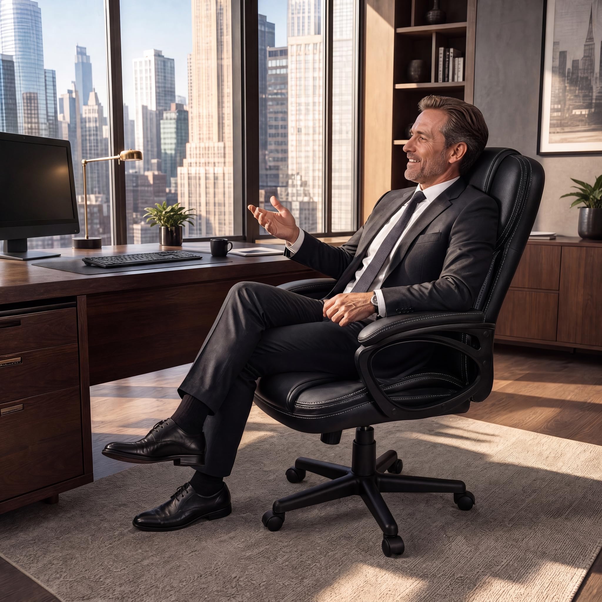Furmax Managerial Executive Office Chair,high Back Pu Leather Ergonomic Desk Chair with Lumbar Support,reclining Computer Chair for Home Office