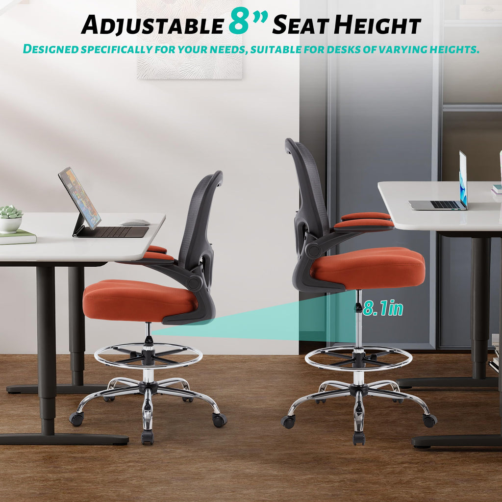 500lbs Ergonomic Drafting Chair Tall Office Chair for Counter Height or Standing Desk, Executive High Office Chairs with W-shaped Thick Seat