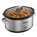Gourmia Slow Cooker - 7 Quart Removable Ceramic Pot, Manual Controls with 3 Temperature Settings, Dishwasher Safe Crock and Glass Lid, Stainless Steel