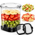 2-in-1 Fruit Slicer Cup, Stainless Steel Strawberry Slicer Dicer with Lid & Push Plate, Portable Kitchen Fruit Cutter for Strawberry Banana Grape Egg Vegetable Salad Gadget