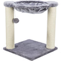 Trixie Baza Cat Scratching Posts, Indoor Cat Furniture with Plush Hammock, Jute Scratcher Posts and Dangling Toy Ball, 15.7" L x 15.7" W x 19.7" H, Gray