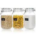 50oz Airtight Glass Jars with Lids, 3 PCS Food Storage Canister for Kitchen & Pantry Organization, Square Mason Jar Containers for Storing Sugar, Flour, Cereal,Coffee,Cookies