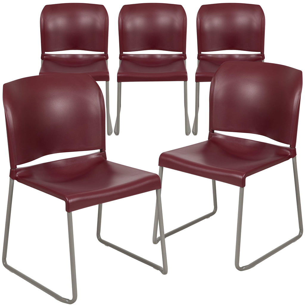 Flash Furniture Hercules Stack Chair, Burgundy, 5-pack, Set of 5