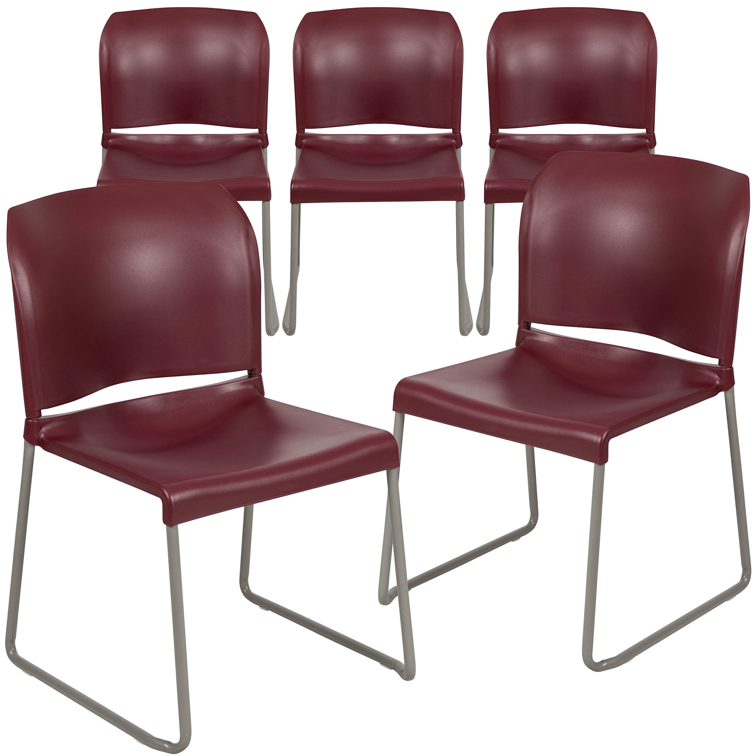 Flash Furniture Hercules Stack Chair, Burgundy, 5-pack, Set of 5