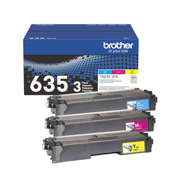 Brother Genuine TN635C, TN635M, TN635Y Standard Yield Cyan/Magenta/Yellow Toner Cartridges, TN635 3 Pack
