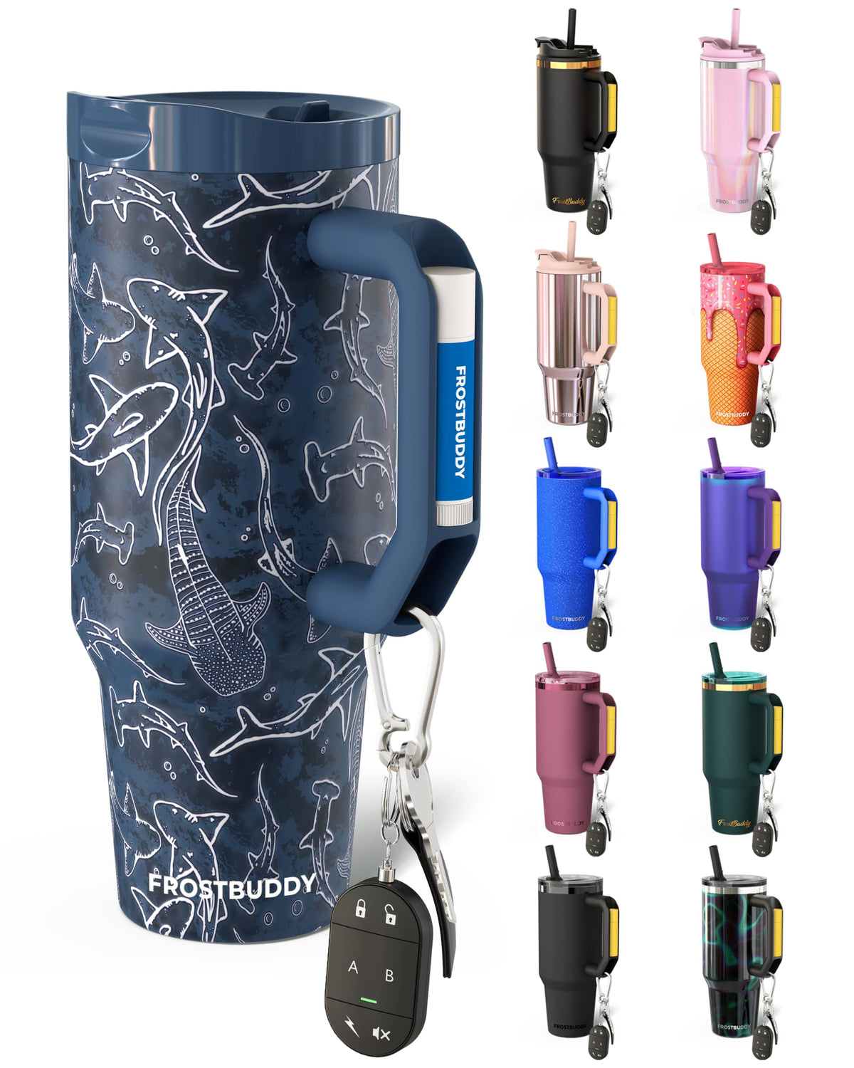 Thicc Buddy - 40 oz Stainless Steel Vacuum Insulated Tumbler with Lid and Straw for Water - Travel Mug Cupholder Friendly - Gifts for Women Men Him Her (Midnight Reef)