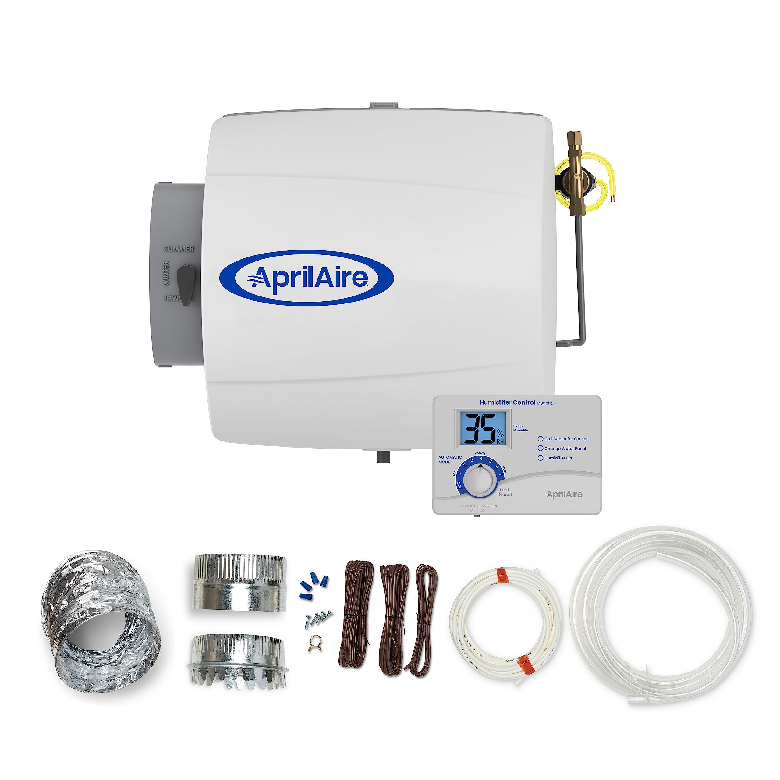 AprilAire 500 12-gal. Whole-House Small Bypass Evaporative Humidifier with Automatic Digital Control for up to 3,600 sq. ft. + AprilAire Model 5844 Humidifier Installation Kit