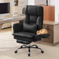 Big and Tall Office Chair, Footrest & Flip Armrest for Pets, Pu Black, PU Leather