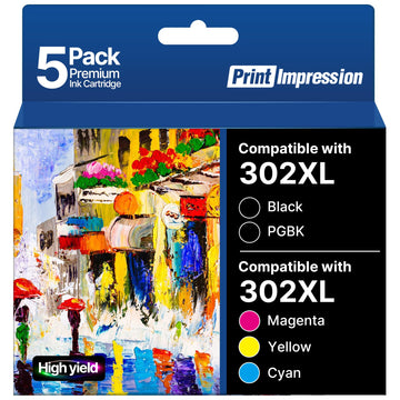 Remanufactured for Epson 302XL Ink Cartridge Combo Pack Compatible with 302 | for 302XL Ink Cartridges Multipack Work for Epson Expression Premium XP-6000 XP-6100 Printer (Photo Black/B/M/Y/C, 5-Pack)