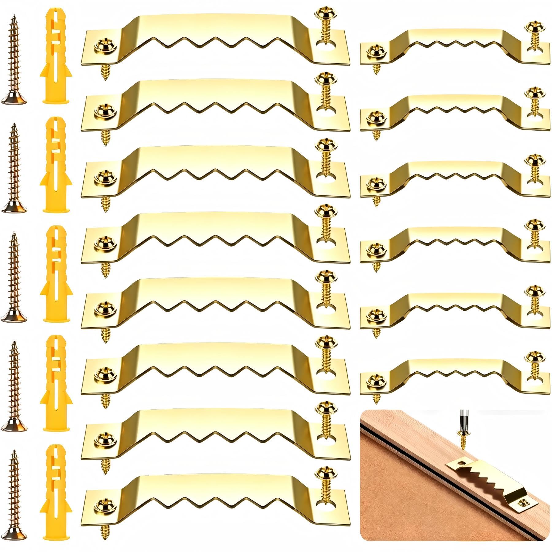 48 Pack Sawtooth Picture Hangers, Picture Hanging Kit, 2 Sizes for Photo Frames, Art, Clocks, Paintings, Canvas Hooks, and Picture Hanging Hardware, Wall Hanging Kit with Drywall Anchors and Screws