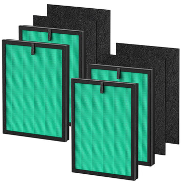 4+4 Pack DH-JHD08 Air Filter Replacement For VOOPNU, 5-in-1 Replacement Filter Compatible with VOOPNU DH-JHD08 Air Purifier, HEPA Washable Filter for Pollen, Pet Dander, Hair, Smell, Dust
